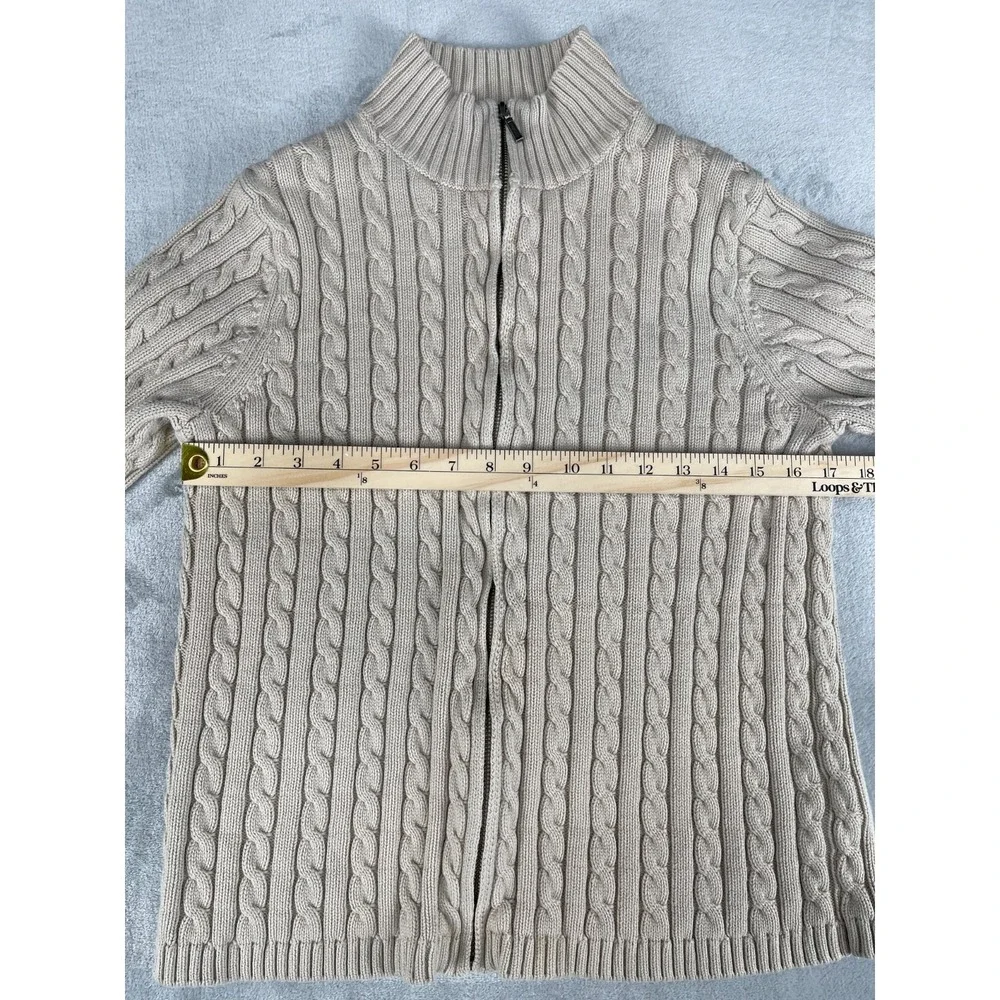 L.L. Bean Plus Size XL Woman's 100% Cotton Full Zip Cardigan Light Beige
